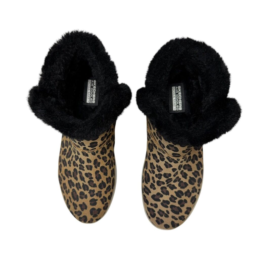 Skechers On-The-Go Joy Ankle Boots Suede Snow Kitty Leopard Walking Cozy EUC 9 - Picture 3 of 12